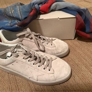 Golden Goose Suede Purestar Sneakers in Light Gray (Moon)
